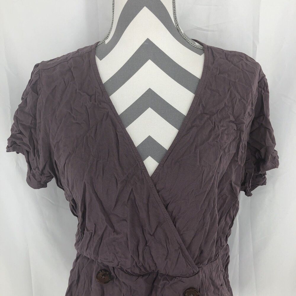 Torrid Mauve Purple Stretch Challis Peplum Blouse Faux Double Breasted SZ 1